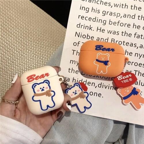 Scarf Bear Case for Airpods 1 2 3 Kawaii Silicone Cover for Air Pods Case 3 2 1 Pro Apple Airpods Case Lovely Bear Cases
