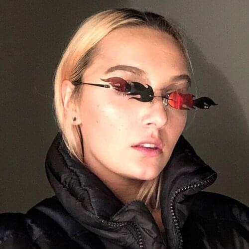 New Fashion Fire Flame Sunglasses Women Men Rimless Cat Eye Sun Glasses Eyewear Luxury Trending UV400 Shades gafas de sol mujer