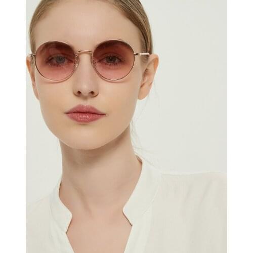 2021 Metal Round Sunglasses For Women Luxury Brand Design Eye Glasses Gold Line Border Streetwear Oculos De Sol Feminino UV400