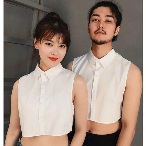 2019 Fake False Collar womens blouse White Solid cotton Detachable Collar Black men female Tie Lapel Ladies decor fake