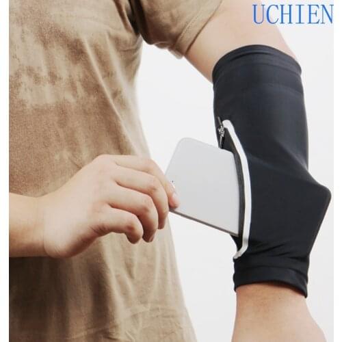 1PC Sport Running Arm Sleeve Phone Zipper Pocket Bag Cycling Bicycle Camping Arm Bag High Elastic Summer Ice Silk Sunscreen