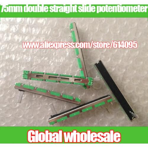 10pcs 75mm double straight slide potentiometer / A20K A10K B10K B20K mixer fader