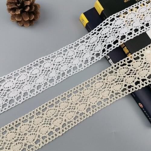 10Yards Crochet Cotton Lace Trim Ribbon Vintage Sewing Lace Fabric Trim Scalloped Edge for Gift Wrapping Wedding Christmas Decor