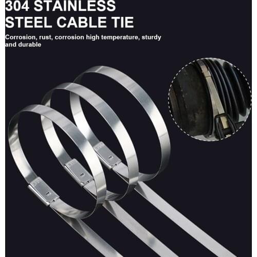 20Pcs Stainless Steel Cable Tie 8mm*250/500mm Self Locking Cable Zip Tie Multi-Purpose Metal Exhaust Wrap Locking Ties