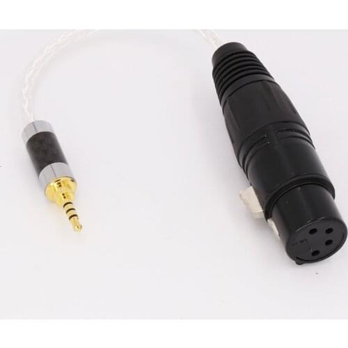 20cm 8" 2.5mm Headphone to 4 Pin XLR Female Aux Cable TRRS Audio Jack Pole 7N OCC Copper Silver plated Adapter Cable