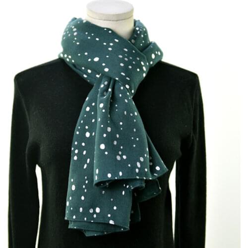 2021 New Vintage Women Hijab Scarf Fashion Brand Green Bandana Winter Warm Dot Shawls and Wraps Female Foulard