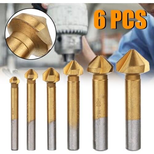 6.3mm-20.5mm HSS Countersink 90 Degree Chamfering End Mill Cutter Drill Bit Chamfer Deburring Tool Set