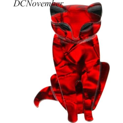 Acrylic Fox Brooches Animal Cats Brooches Women Vintage Brooch Pin Acrylic Resin Brooches Jewelry DCNovember