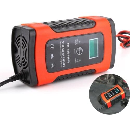 12V Motorcycle Car Automatic Intelligent Battery Charger Pulse Repair Battery Charging for Lead Acid Wet Dry with LCD Display