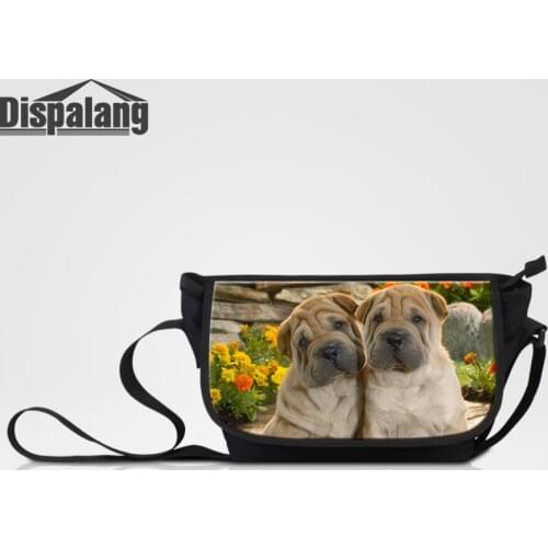 Dispalang Brand Canvas Women Bag Dog Print Casual Shoulder Bag Large Men Messenger Bag Fashion Laptop Crossbody Bag Bolsas