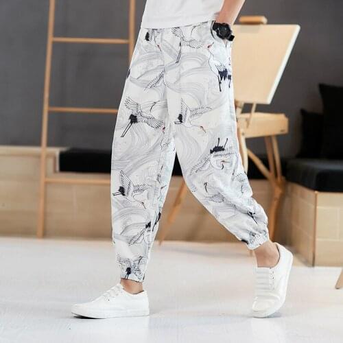 Printed Men Harem Pants Hip Hop Streetwear Casual Joggers Men Nice Summer Fashion Elastic Waist Men Trousers