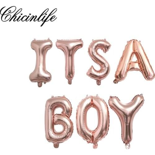 Chicinlife1Set Rose gold Its a boy/girl Balloon Banner Baby Shower Gender Reveal Banner Photo Prop happy birthday party decor