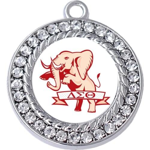 Eco friendly Zinc Alloy Clear Crystal Elephant Delta Sorority Gift Charm For Necklaces Earring And Bracelets Making