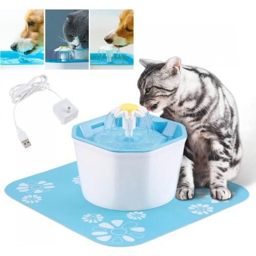 Three Modes Electric Pet Cat Dog Water Fountain Dispenser with Silent Submersible Pump / Silicone Pad / Activated Carbon Filter