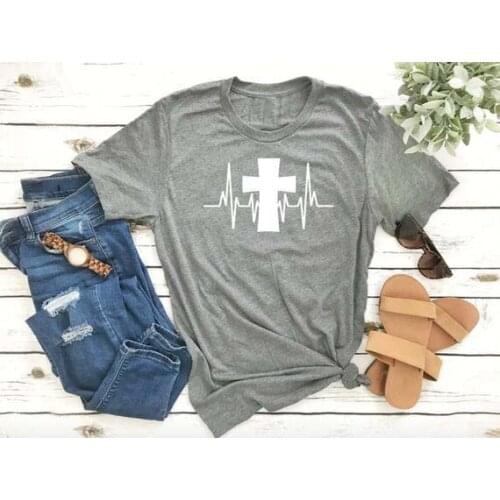 Faith Heartbeat Unisex T-Shirt Hipster Casual Cross Christian Tee Believer Faith Graphic Tops Tumblr Grunge art aesthetic shirts