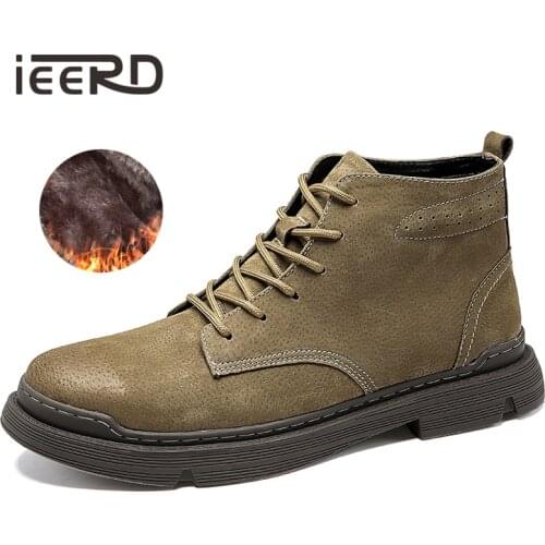 Internet Celebrity Suede Leather Boots Men Fashion Casual Ankle Boot Keep Warm Winter Boots With Fur