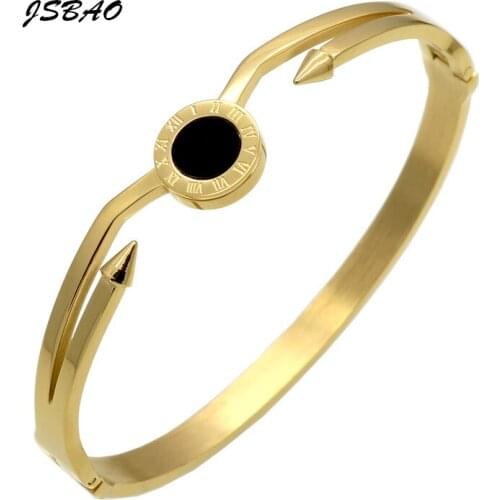 JSBAO New Fashion Finer Jewelry Tide Women Titanium Steel Roman Numerals Bracelet Pulseiras Female Bracelets Bangles Gifts