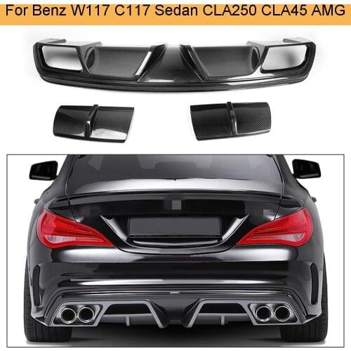 Carbon Fiber Car Rear Bumper Diffuser Lip Spoiler For Mercedes Benz W117 C117 CLA250 CLA260 CLA45 AMG Sedan 2013 2014