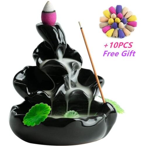 Dropshipping Tower Incense Ceramic Burner Fragrance Holder Backflow Censer Creative Aromatherapy Smoke Reflux Incense Burner