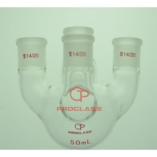 Straight 4 Necks Round Bottom Flask 50mL,19/22 Center Joint,Sides 14/20