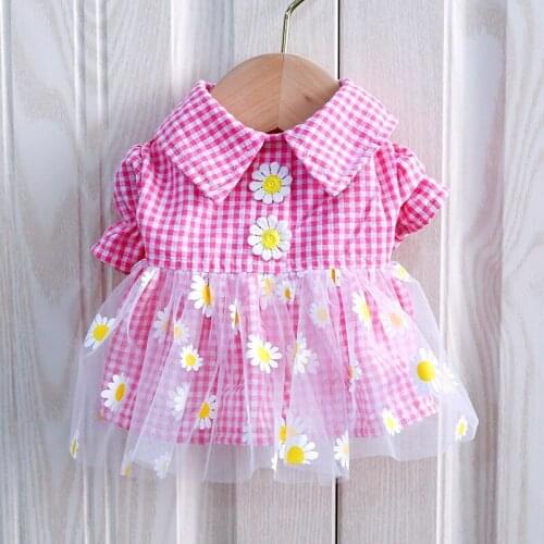 Cat Dog dress Cute Flowers Pet Dresses Puppy Skirt Yorkshire Terrier Pomeranian Poodle Schnauzer Costume Girl Dog Clothes 2021