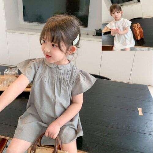 Girls Summer Dress Embroidery Small Neckline Doll Mini Dress Korean Style New Summer New Baby Kids Clothes ChildrenS Clothing