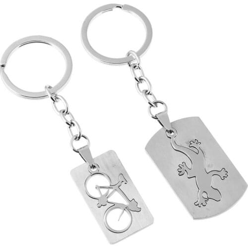 Fashion Lizard Bike Stainless Steel Car Keyrings for Men Women Metal Bicycle Gecko Pendant Keychain Casual Bag Accessories Gift