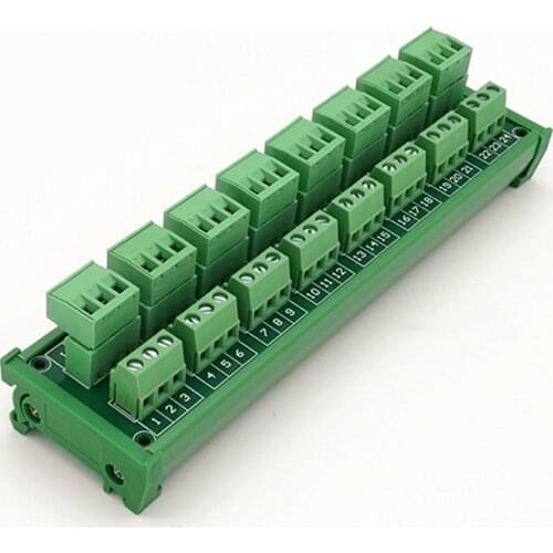 DIN Rail Mount 15A/300V 8x3Position Screw Terminal Block Distribution Module