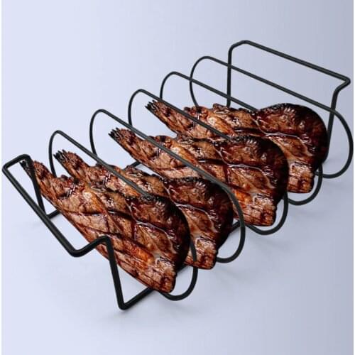 2020 NEW High Quality Non-Stick Stainless Steel BBQ Tools Steak Holders Rack Grill Stand Roasting Rib Rack Kitchen Accessories