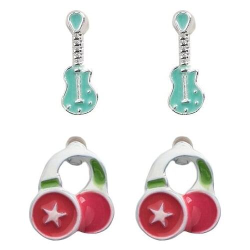 2021 New Hypoallergenic Earrings Simple Cute Headphones/Guitar Shaped Jewelry Womens/Girls Fashion Cartoon Gifts