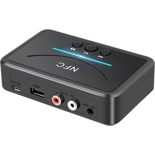 New NFC Wireless Adapter Bluetooth Receiver V5.0 + EDR USB 3.5mm 2RCA AUX HiFi Stereo Audio Adapter for Car TV Amplifier Speaker