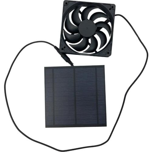 Solar Powered Panel Iron Fan Ventilator Black Outdoor Easy Carry Solar Powered Panel Iron Fan for Home Office Outdoor
