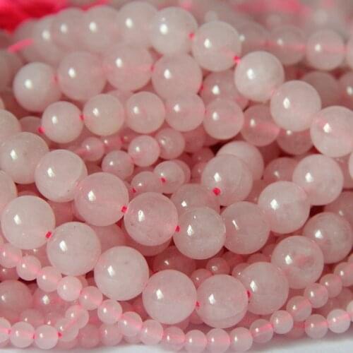 6mm 8mm 10mm 12mm 14mm Light Pink Natural Jades Stone Round Loose Spacer Beads Fit Women Bracelet DIY Jewelry Making Materials