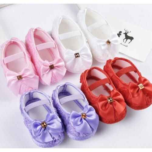 Bobora Infant Newborn Baby Girls Spring Summer Autumn Flats Glitter Bowknot Princess Dress Shoes No-Slip First Walkers