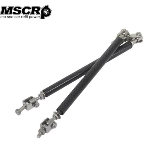 Universal Adjustable Racing Carbon Fiber look Front Bumper Lip Splitter Rod Strut Tie Bar Support Kit front bumper