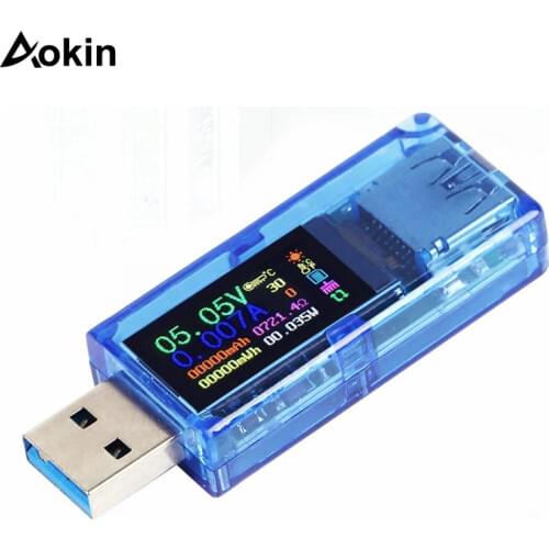 USB 3.0 Tester USB Power Meter Voltage Tester Multimeter USB Current Meter Tester IPS Color Display Voltmeter Ammeter