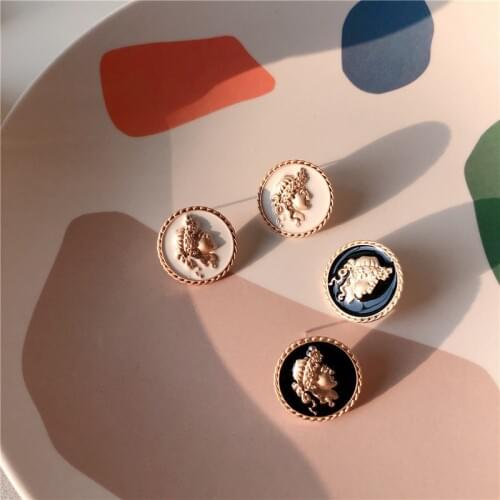 Rongho Vintage Roman Warrior earrings for Women Epoxy Brincos Gold Metal Baroque Head Earring charms Bijoux femme jewelry