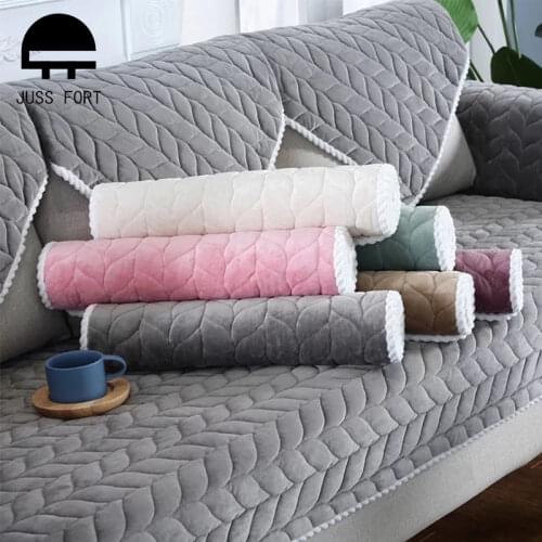 Sofa Protector Cover for Living Room Plain Solid Stretch Sofa Cushion Mat Couch Covers Thicken Plush Chair Sofa Towel Home Decor