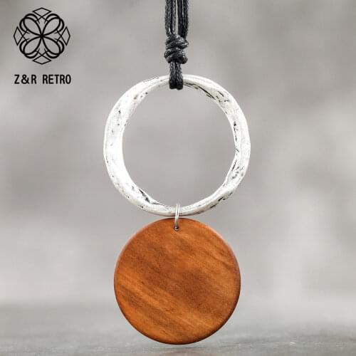 Vintage Circle Pendant Necklaces Fashion 5 Color Temperament Simple Clavicle Chain For Women Chrismas Jewelry Female Accessories