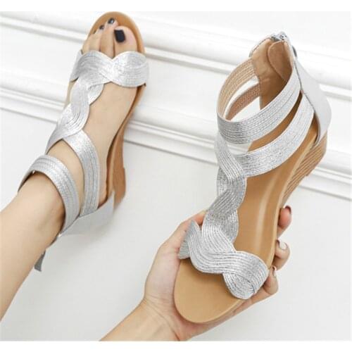 Large Size 36-42 Roman Style 2021 Summer New Heightened Temperament 5cm Wedge Heel Sandals Sexy Womens Open Toe Dress Shoes