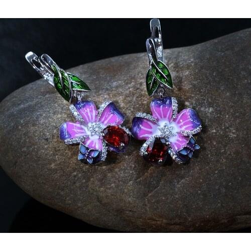 Earrings For Women High-Quality Zircon New Enamel Butterfly Zircon Earrings For Girs 2021 New Ear Hoops Female Fine Jewelry