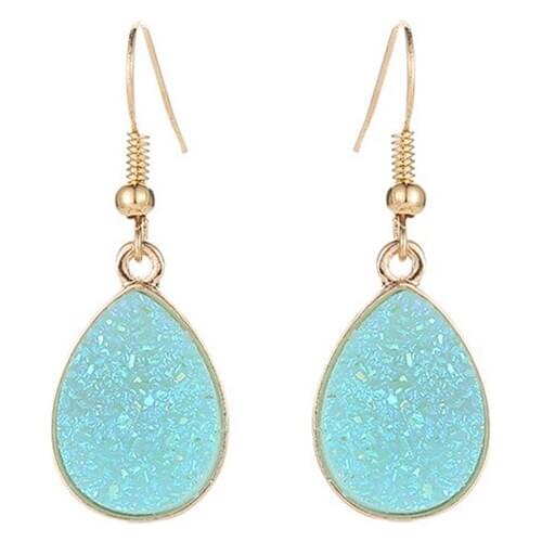 Trendy Sparkly Crystal Water Drop Earring For Women Girl Pendientes 4 Color Resin Stone Gold Earrings Wedding Jewelry Love Gifts