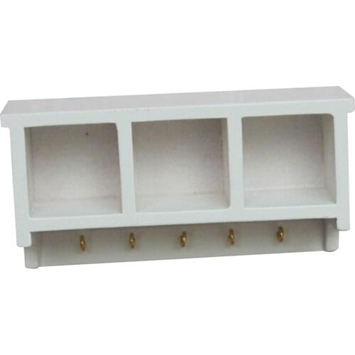 1:12 Dolls house White Miniature Wood Kitchen Wall Rack Hanger Hooks Furniture