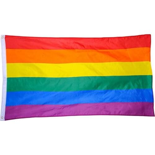 100PCS Rainbow Flags Lesbian Gay Parade Banners LGBT Pride Flag Polyester Colorful Rainbow Flag for Decoration 90x150cm SN124