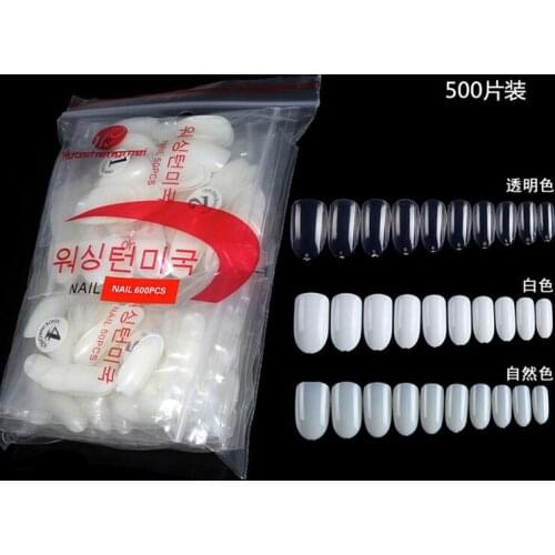 500pcs/pack Three Color Medium Oval Round Short False Nails Tips Full Cover Acrylic Nail Art Nail extension Tools