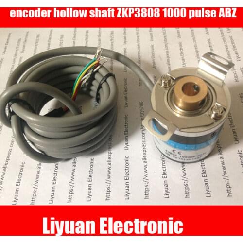 Free Shipping! 1pc Photoelectric rotary encoder hollow shaft ZKP3808 1000 pulse ABZ three phases 5-24V