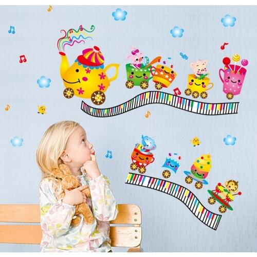 Teapot Cartoon wall stickers home decor Christmas Birthday Gift Chirldren DIY Wallpaper Happy New Year