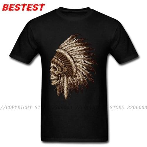 Cotton Indian Skull Tees Funky Tshirt Men Black T Shirts Cosie T-shirts Hip Hop Clothes Guys Streetwear Summer Top Drop Shipping