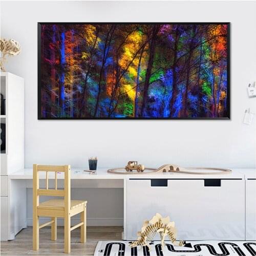 Modern Colorful Tree Forest Landscape Painting Wall Art Canvas Prints Posters For Living Room Modular Pictures Unframed