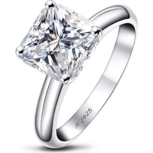 UMQ 925 Silver Excellent Cut 3 ct D Color 9*9mm Pass Diamond Test Sparkling Square Moissanite Ring Classic 4 Claw Princess Rings